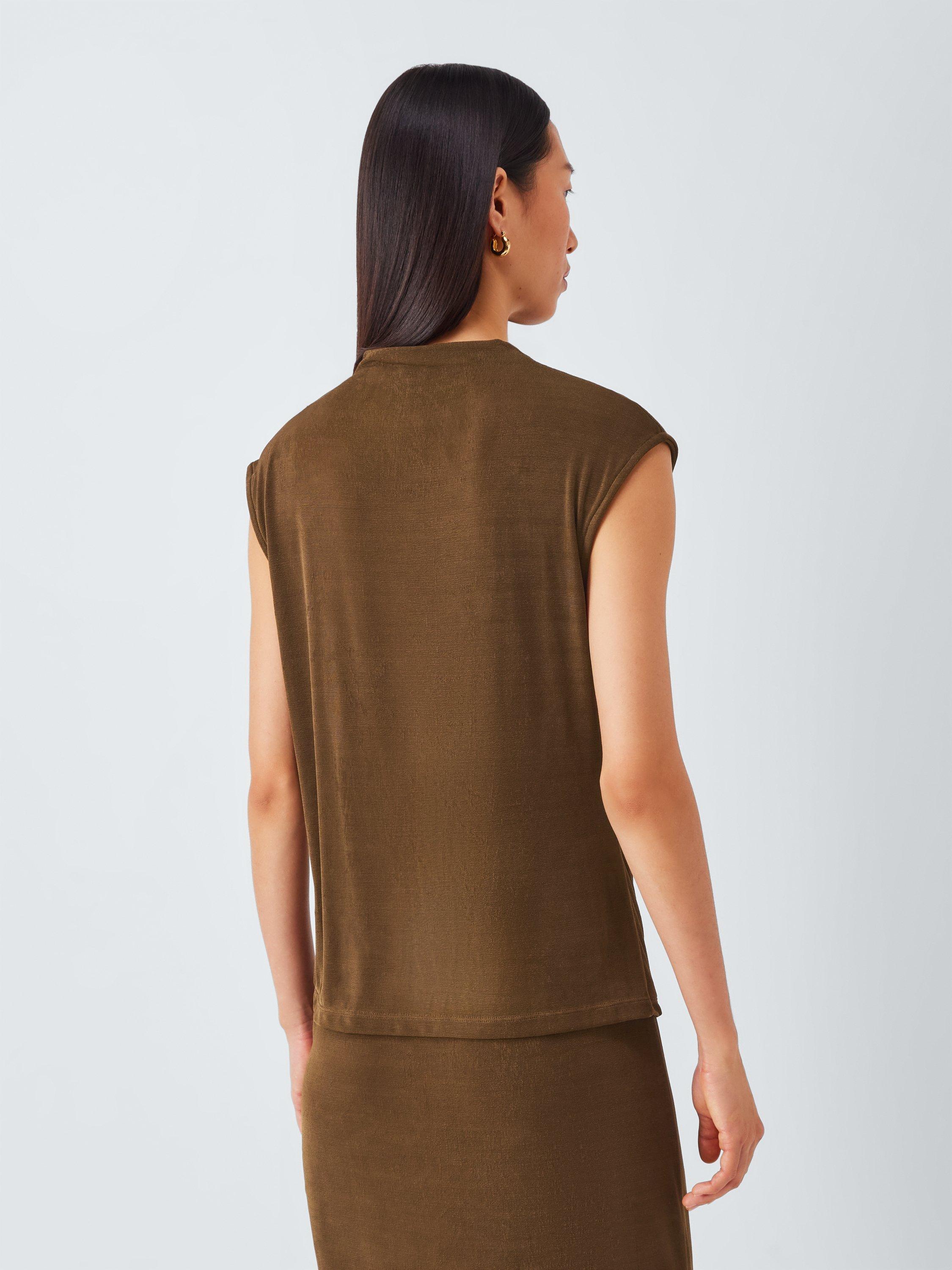 Product image 2 of 7, which shows John Lewis Sleeveless Ruched Jersey Top, Chocolate, 8