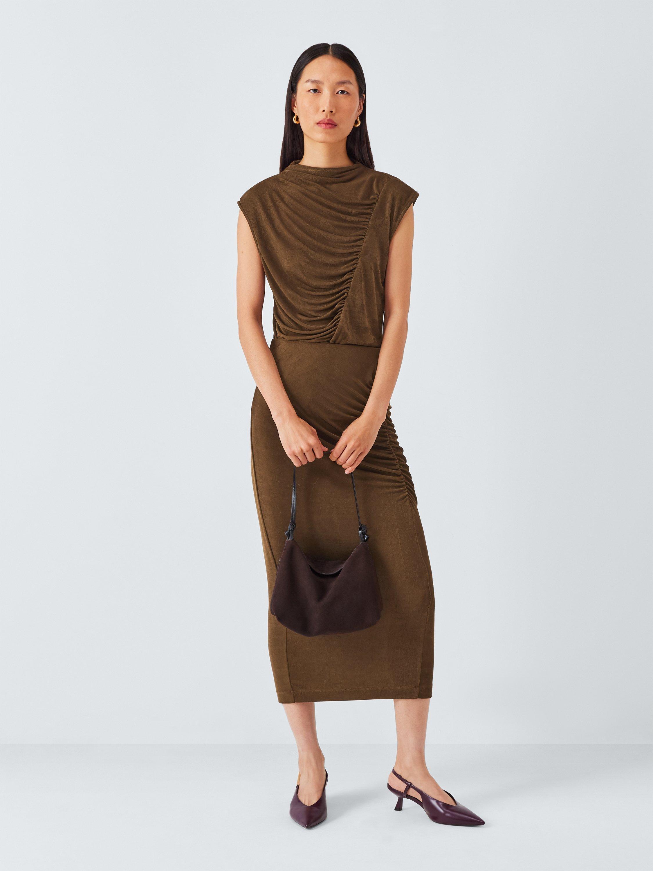 Product image 4 of 7, which shows John Lewis Sleeveless Ruched Jersey Top, Chocolate, 8