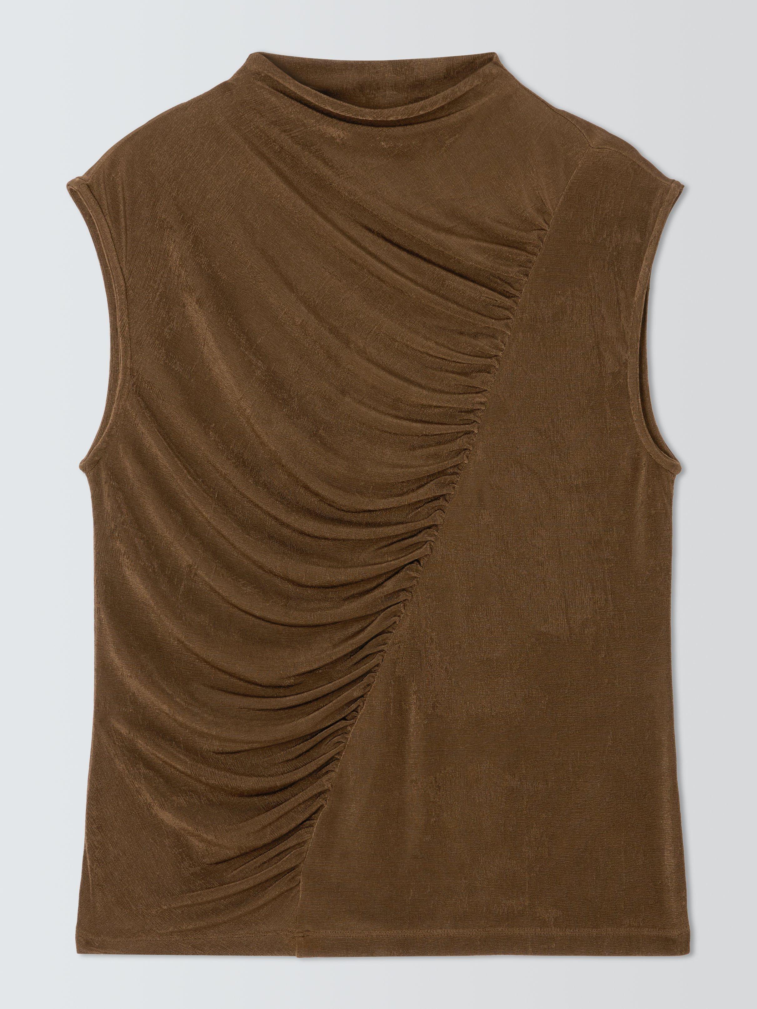 Product image 3 of 7, which shows John Lewis Sleeveless Ruched Jersey Top, Chocolate, 8