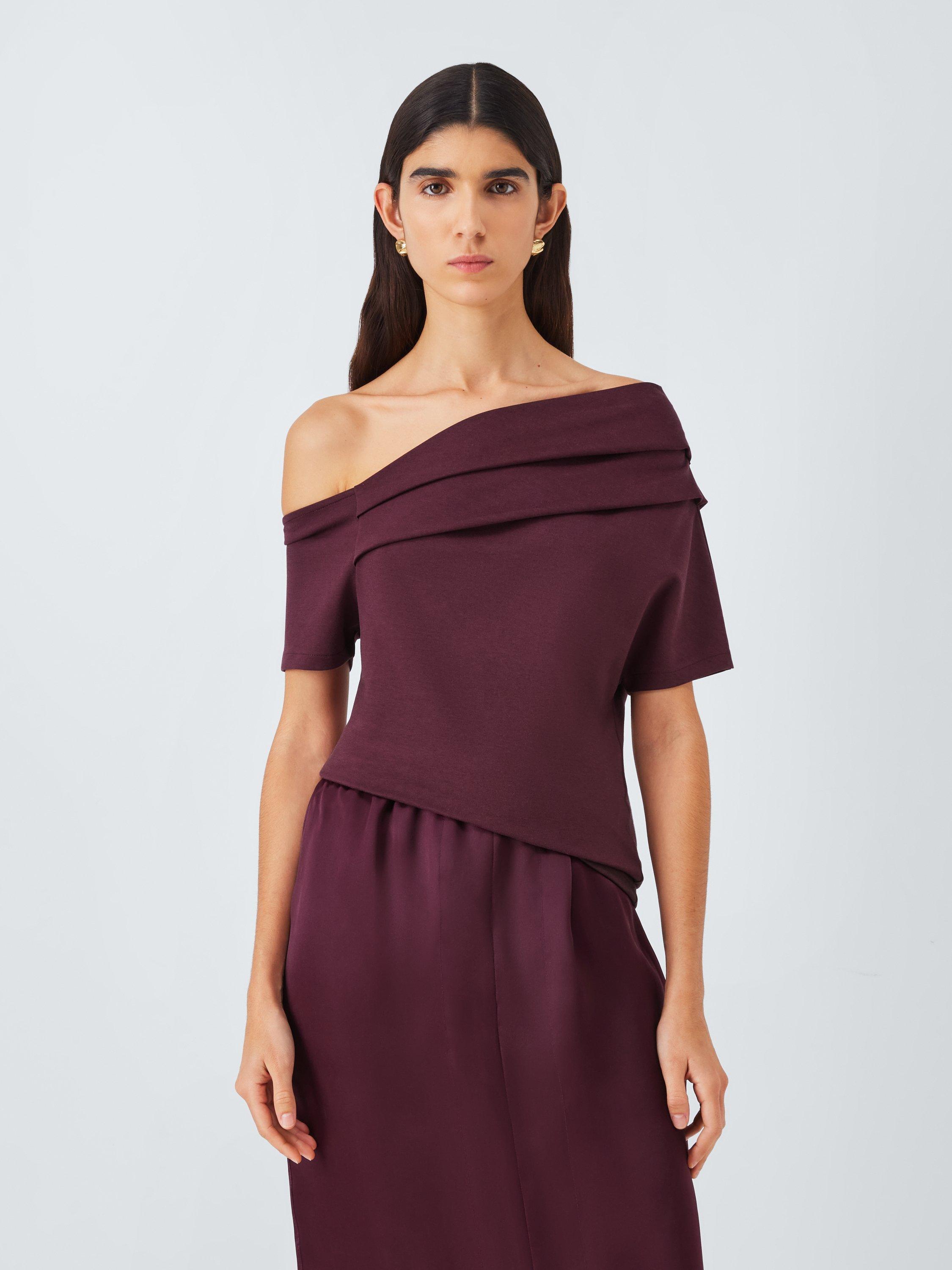 Product image 1 of 6, which shows John Lewis Asymmetric Short Sleeve Top, Fig, 8