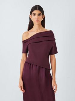 John Lewis Asymmetric Short Sleeve Top, Fig, Fig