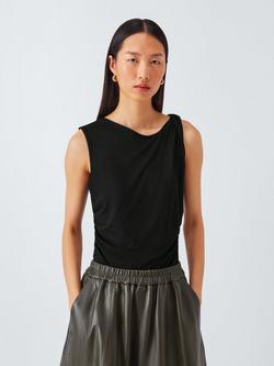 John Lewis Sleeveless Twist Jersey Top, Black, Black