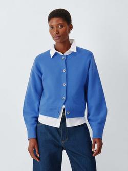 John Lewis Cashmere Cropped Cardigan, Baja Blue