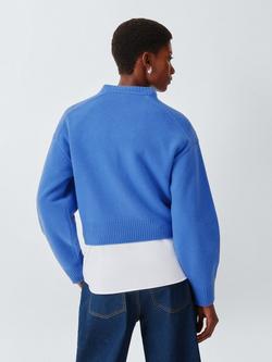John Lewis Cashmere Cropped Cardigan - view 2, Baja Blue
