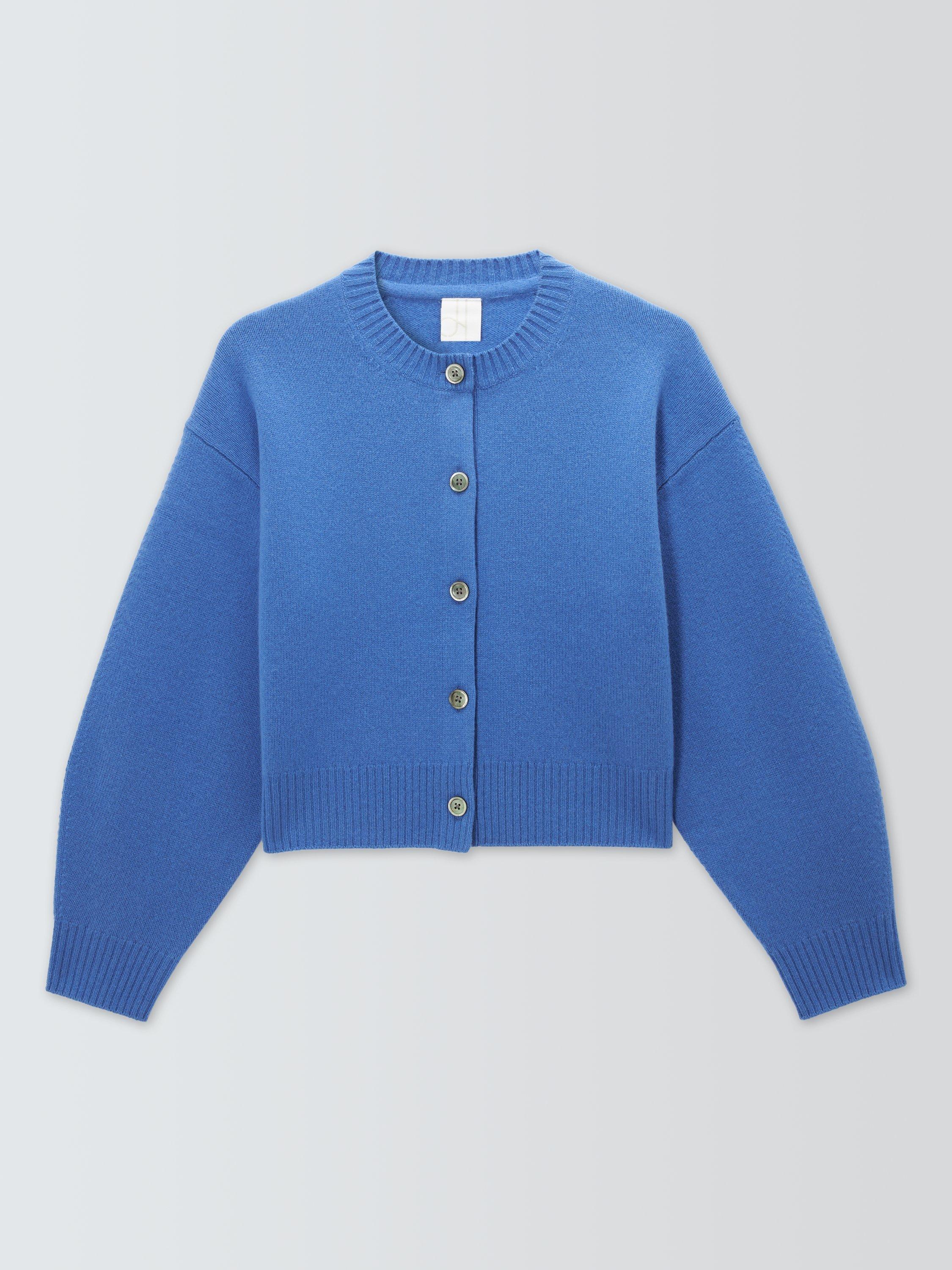 Product image 4 of 6, which shows John Lewis Cashmere Cropped Cardigan, Baja Blue, 8