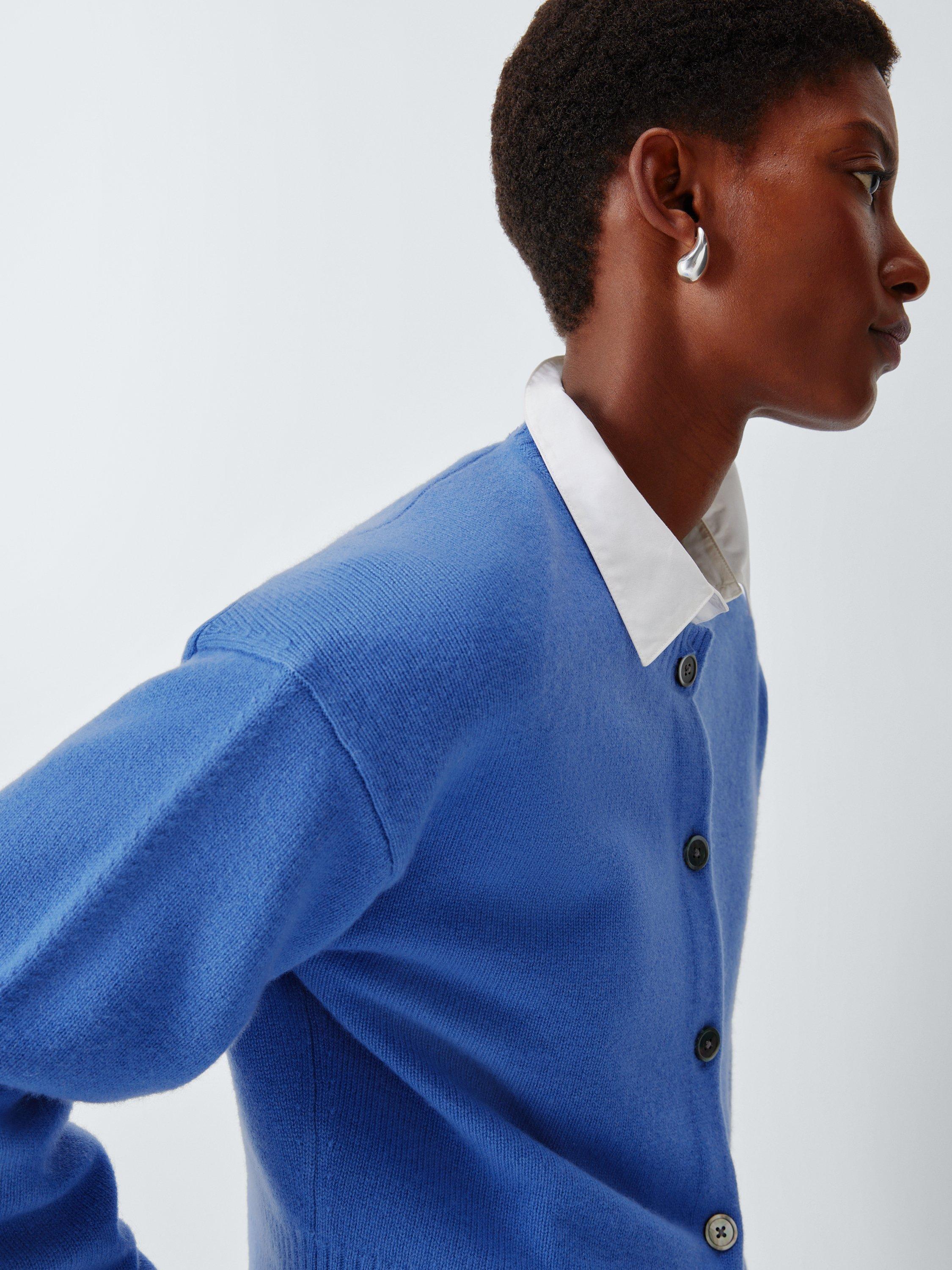 Product image 5 of 6, which shows John Lewis Cashmere Cropped Cardigan, Baja Blue, 8