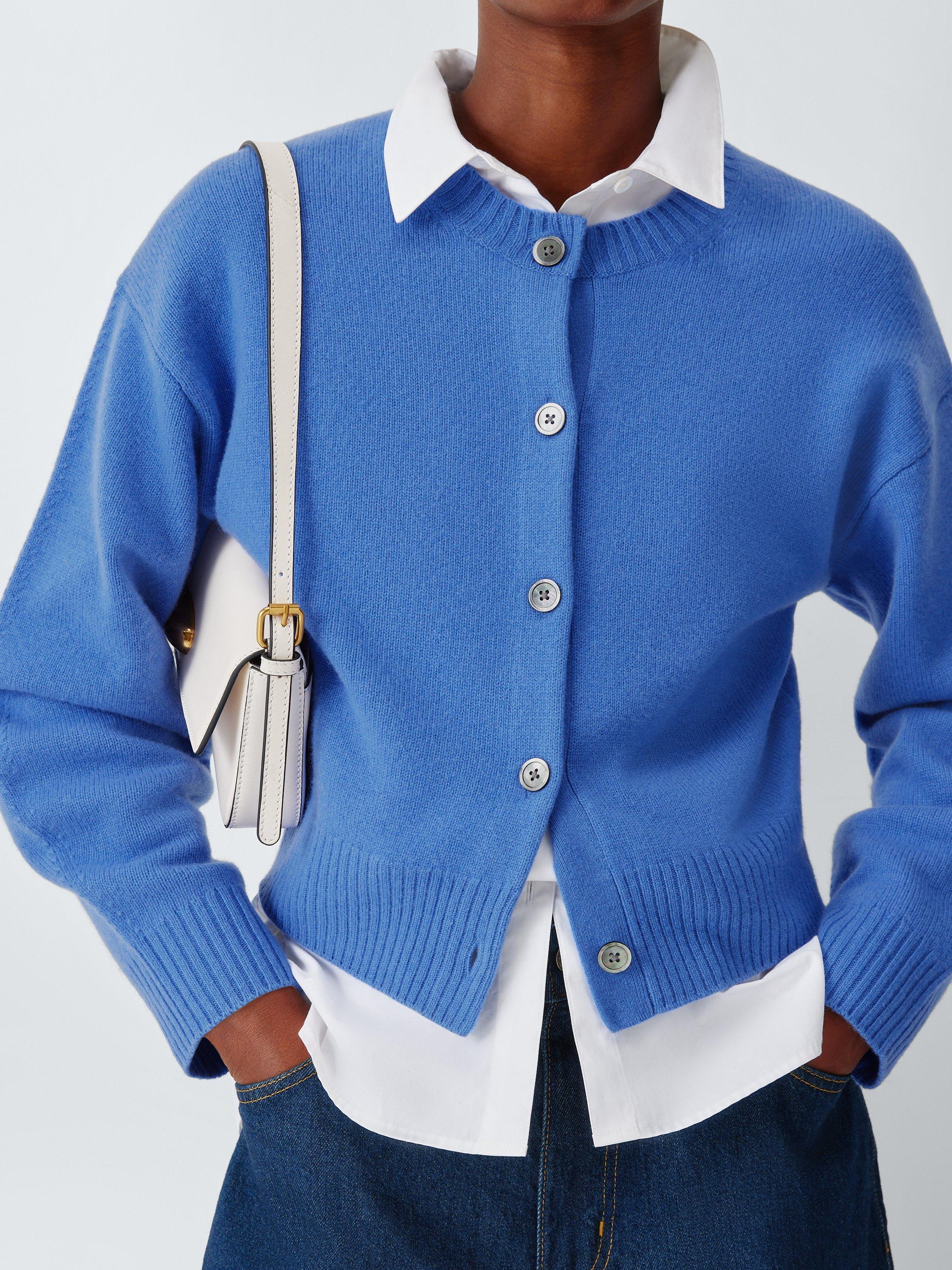 Product image 6 of 6, which shows John Lewis Cashmere Cropped Cardigan, Baja Blue, 8