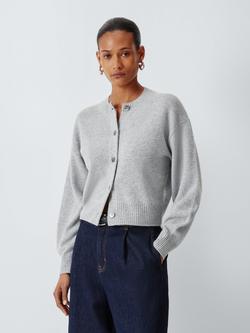 John Lewis Cashmere Cropped Cardigan, Light Grey