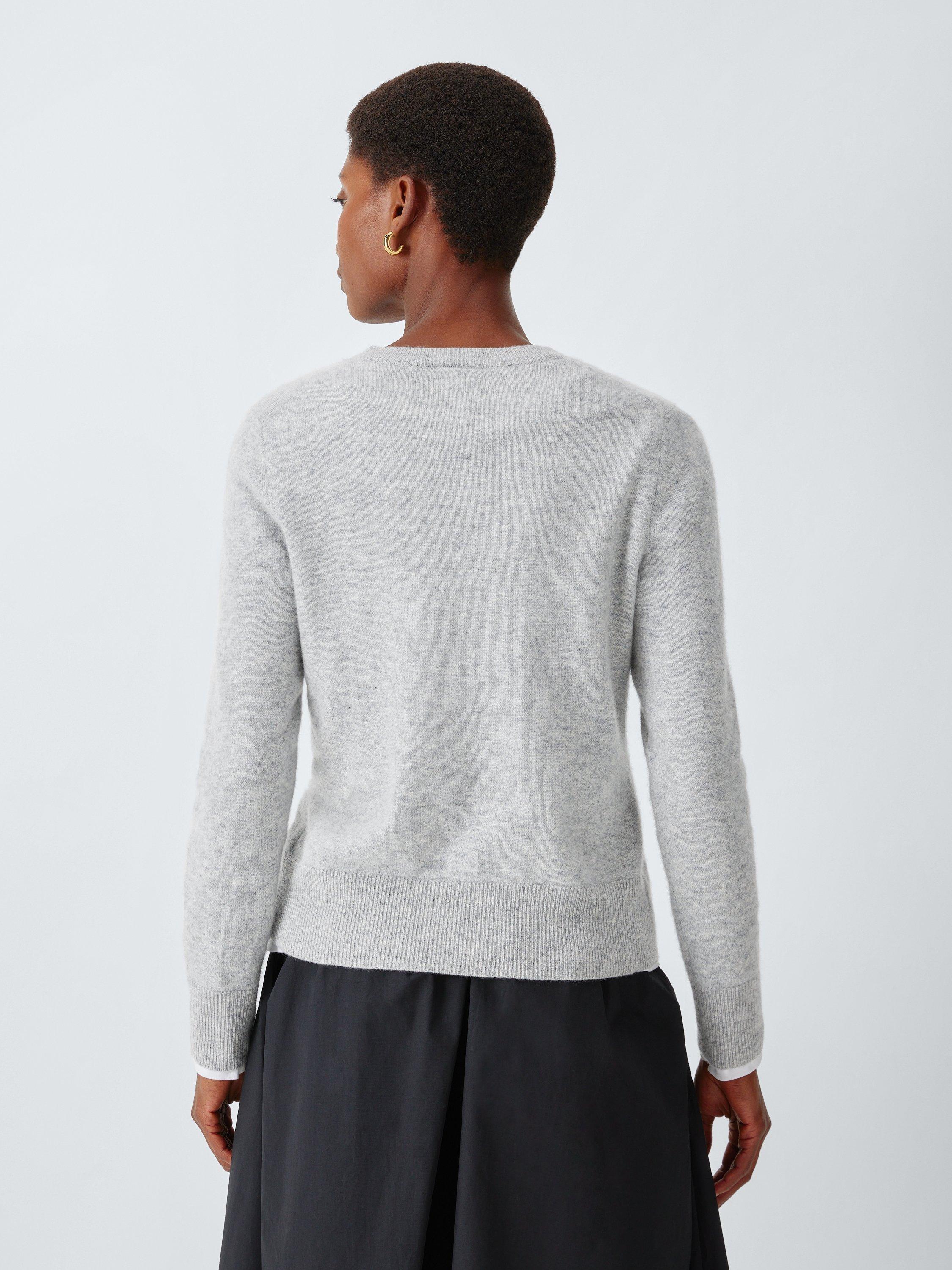 Product image 2 of 6, which shows John Lewis Cashmere Cropped Cardigan, Light Grey, 8