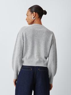 John Lewis Cashmere Cropped Cardigan - view 2, Light Grey
