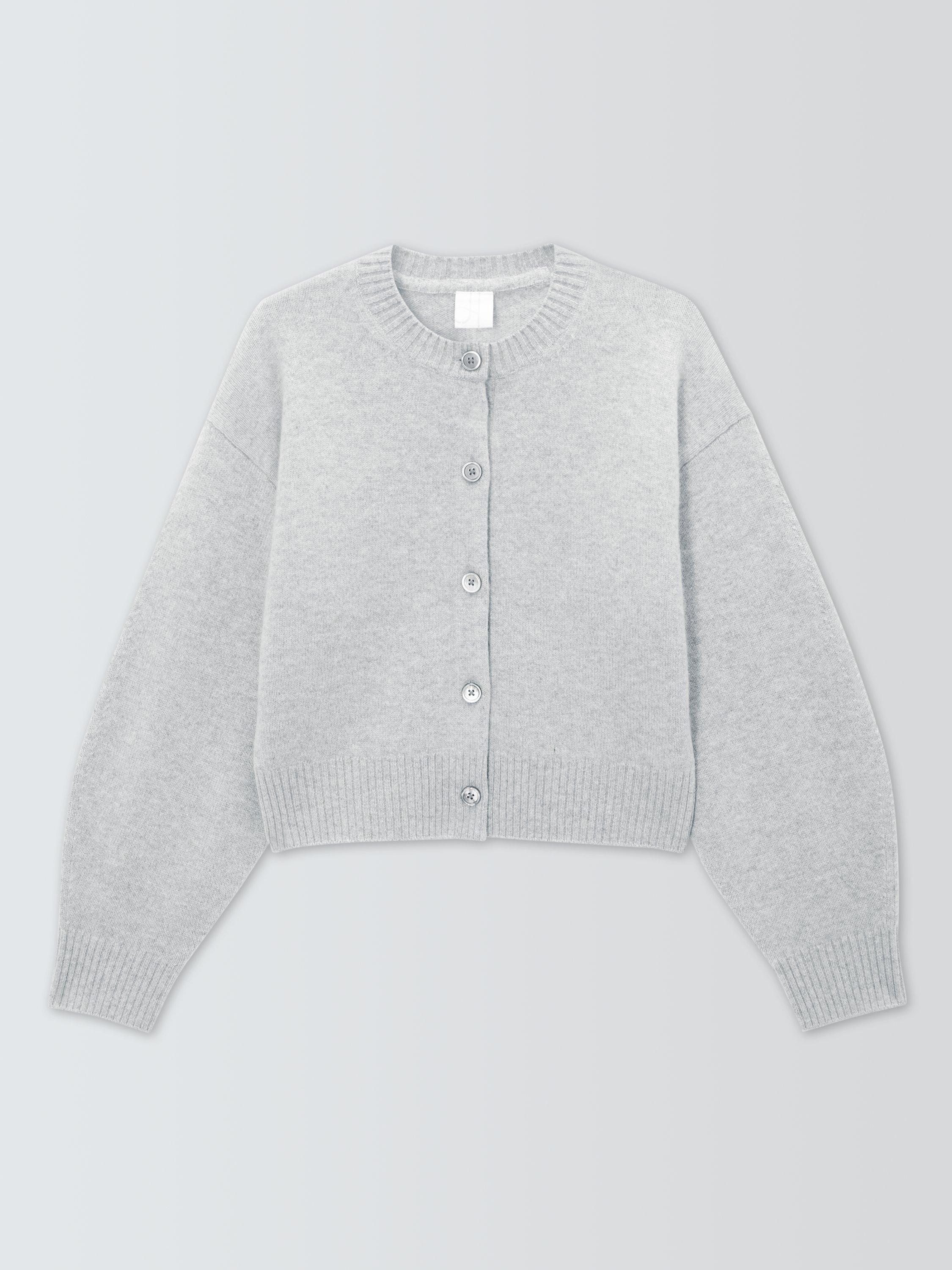Product image 4 of 6, which shows John Lewis Cashmere Cropped Cardigan, Light Grey, 8