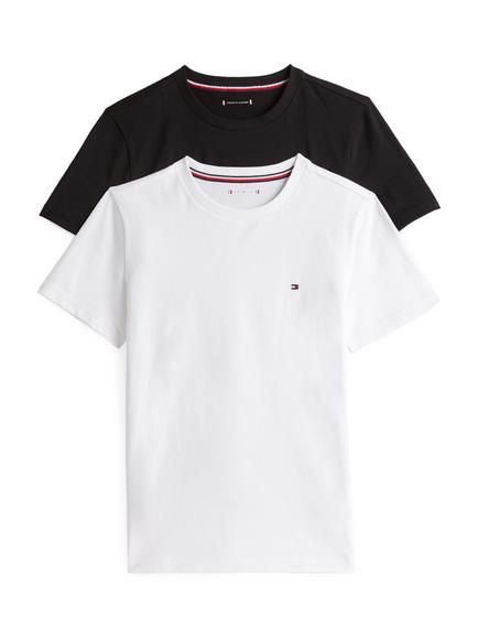 Tommy Hilfiger Kids' Signature Flag Embroidery T-Shirts, Pack of 2, White/Black