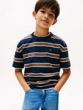 Tommy Hilfiger Kids' Cotton Striped T-Shirt, Navy/Multi