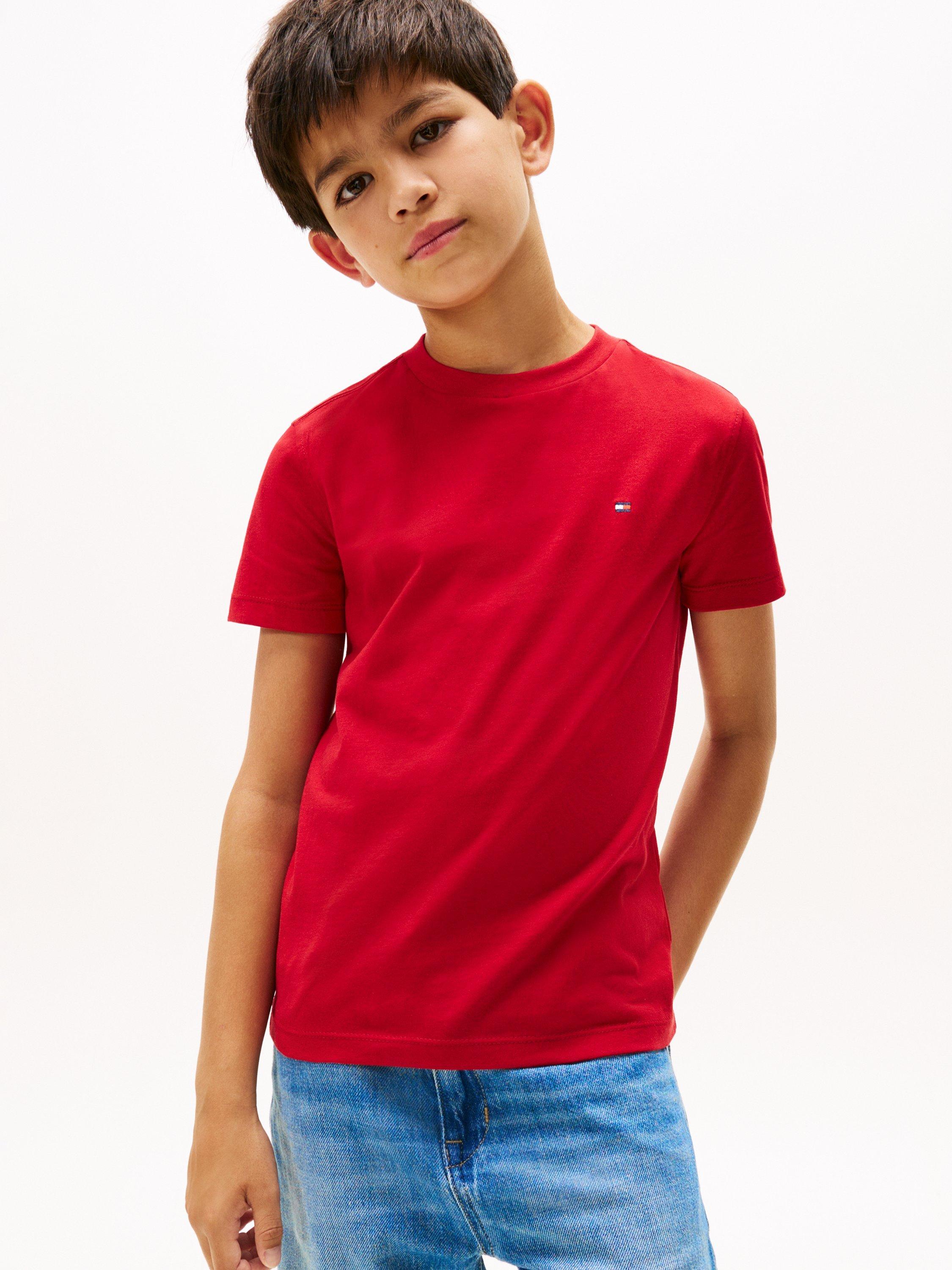 Tommy Hilfiger Kids' Essential Cotton Short Sleeve T-Shirt, Medium Red