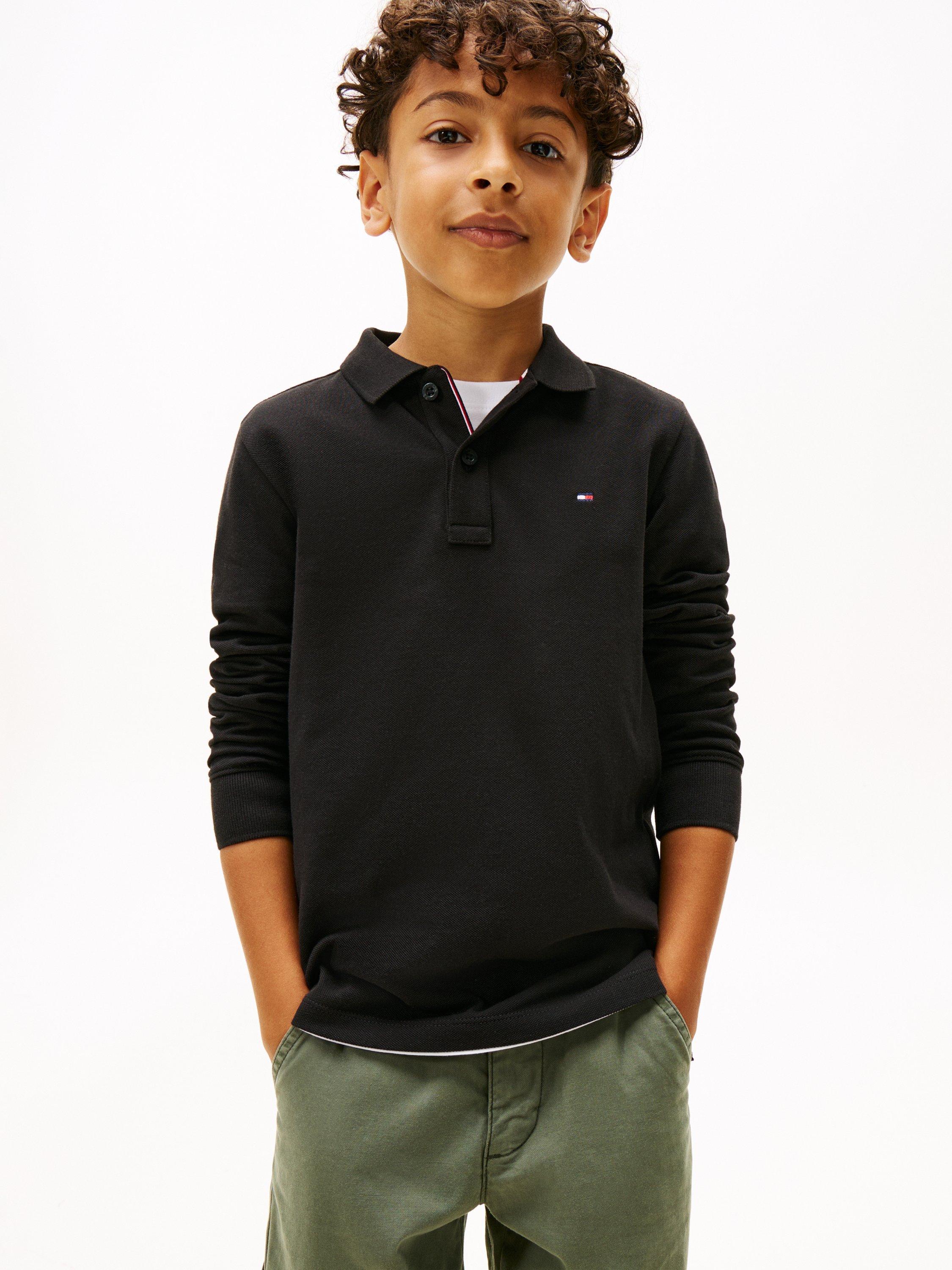 Tommy Hilfiger Kids' Regular Fit Pique Long Sleeve Polo Shirt