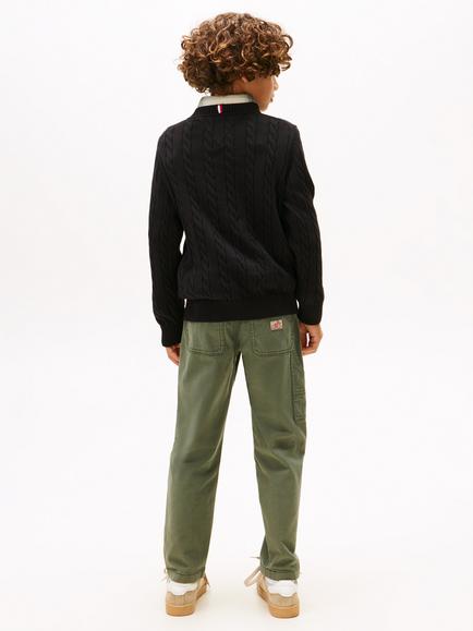Tommy Hilfiger Kids' Cotton Cable Knit Jumper - view 2, Black