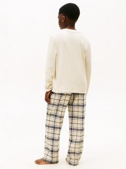 Tommy Hilfiger Kids' Cotton Flannel Long Sleeved Pyjamas, Newsprint/Tartan - view 2, Newsprint/Tartan