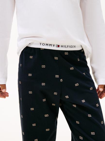 Tommy Hilfiger Kids' Cotton Long Sleeved Pyjama Set, White/Multi - view 2, White/Multi