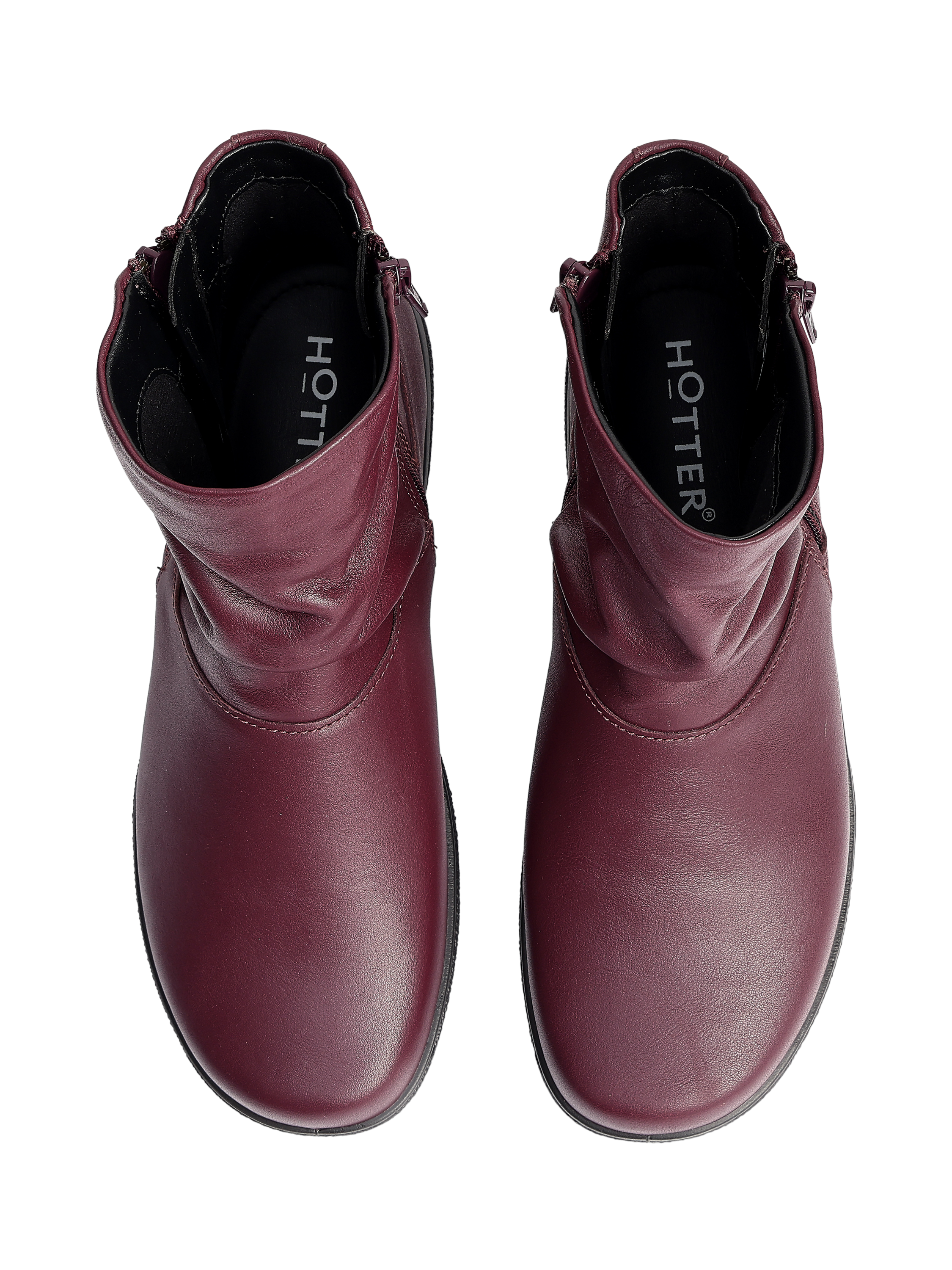 Product image 3 of 4, which shows Hotter Whisper Slouch Ankle Boots, Dark Cherry, 3S