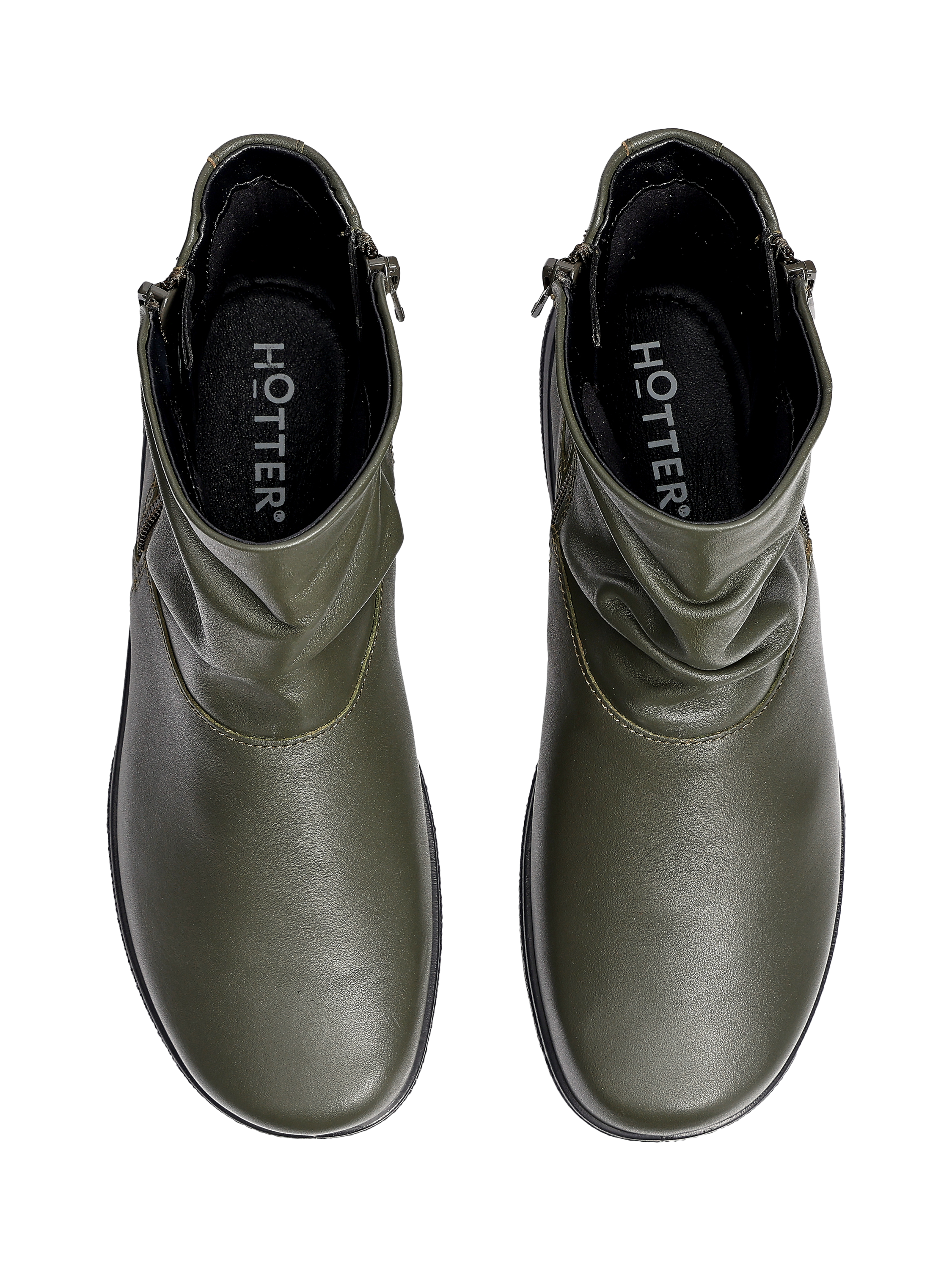 Product image 3 of 4, which shows Hotter Whisper Slouch Ankle Boots, Forest Green, 3S