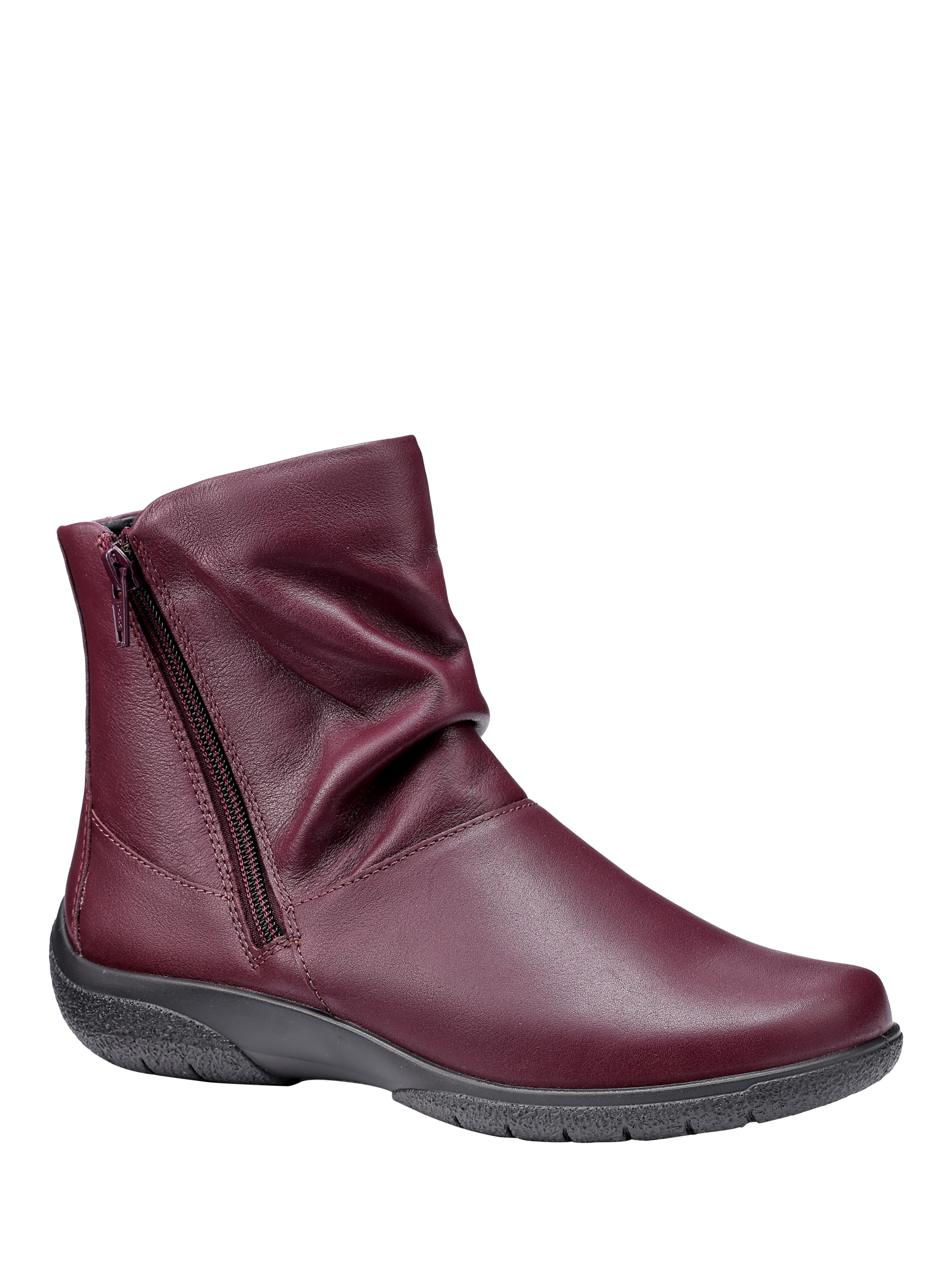 Product image 2 of 4, which shows Hotter Whisper Wide Fit Slouch Ankle Boots, Dark Cherry, 3 W