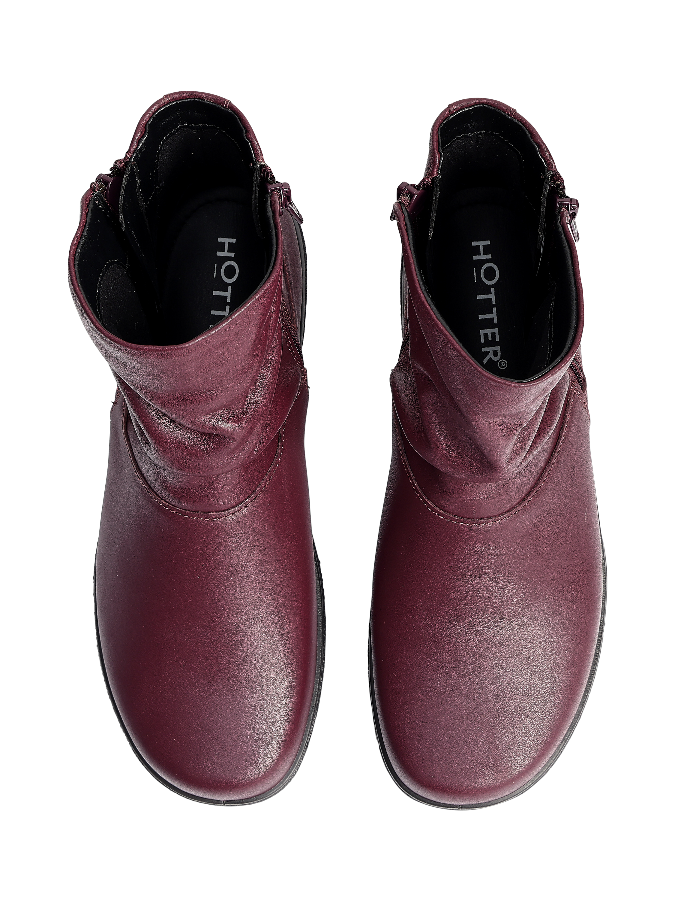 Product image 3 of 4, which shows Hotter Whisper Wide Fit Slouch Ankle Boots, Dark Cherry, 3 W