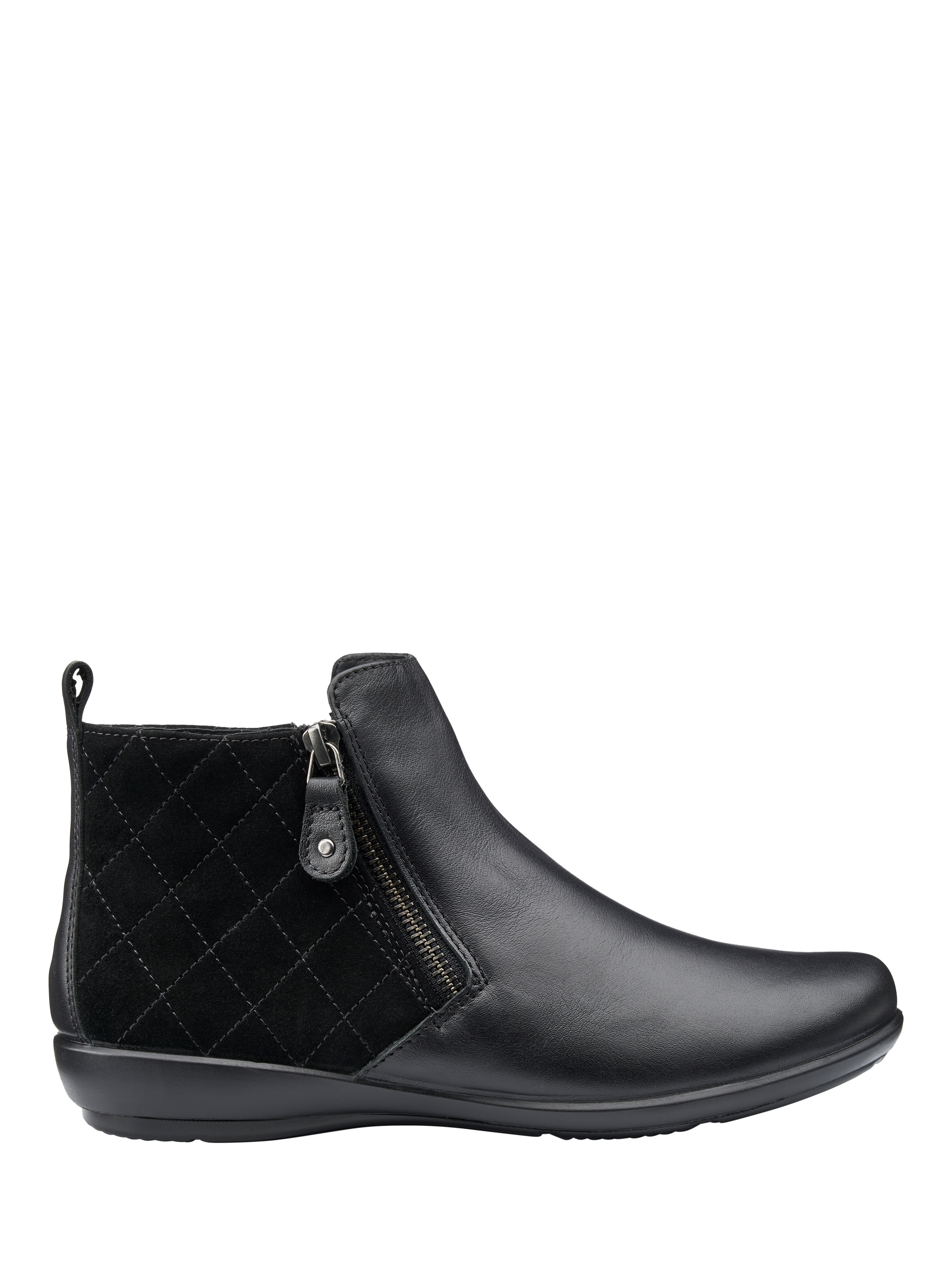 Product image 1 of 5, which shows Hotter Winchester Leather Blend Ankle Boots, Black, 3S