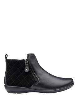 Hotter Winchester Leather Blend Ankle Boots, Black, Black