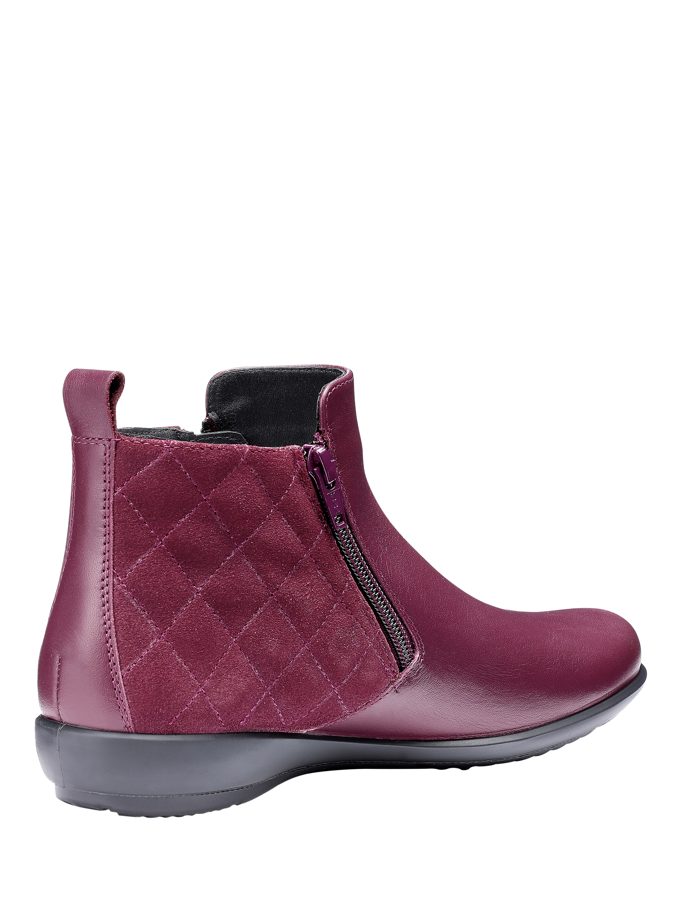 Product image 4 of 4, which shows Hotter Winchester Equestrian-Inspired Quilted Ankle Boots, Dark Cherry, 3S