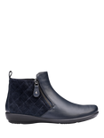 Hotter Winchester Equestrian-Inspired Quilted Ankle Boots, Navy