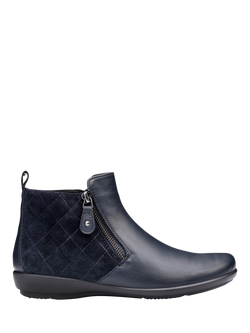 Hotter Winchester Equestrian-Inspired Quilted Ankle Boots, Navy