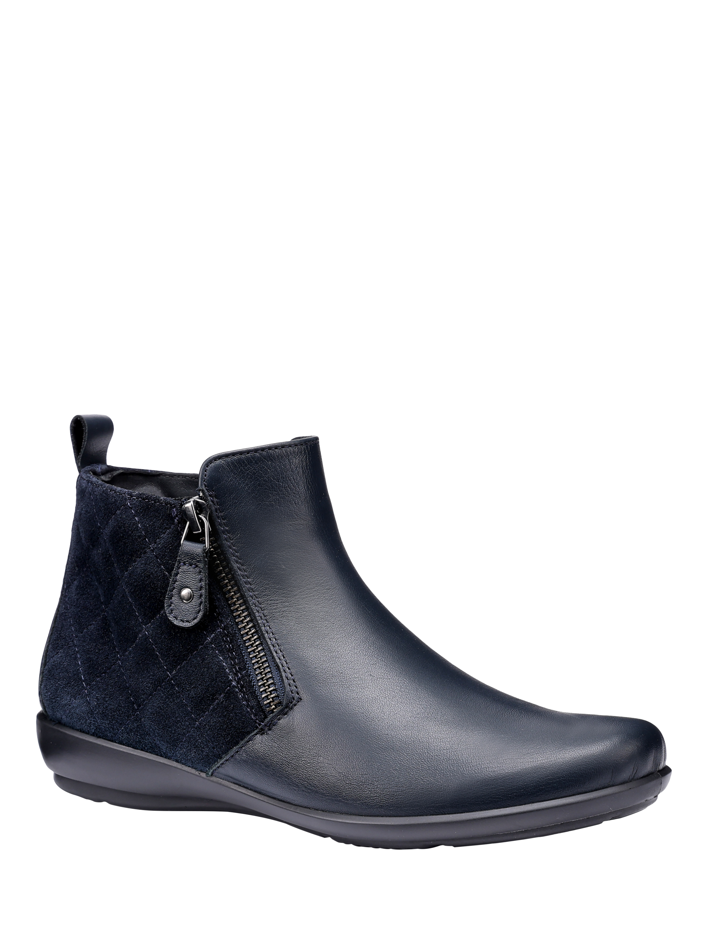 Product image 2 of 4, which shows Hotter Winchester Equestrian-Inspired Quilted Ankle Boots, Navy, 3S