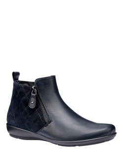 Hotter Winchester Equestrian-Inspired Quilted Ankle Boots - view 2, Navy
