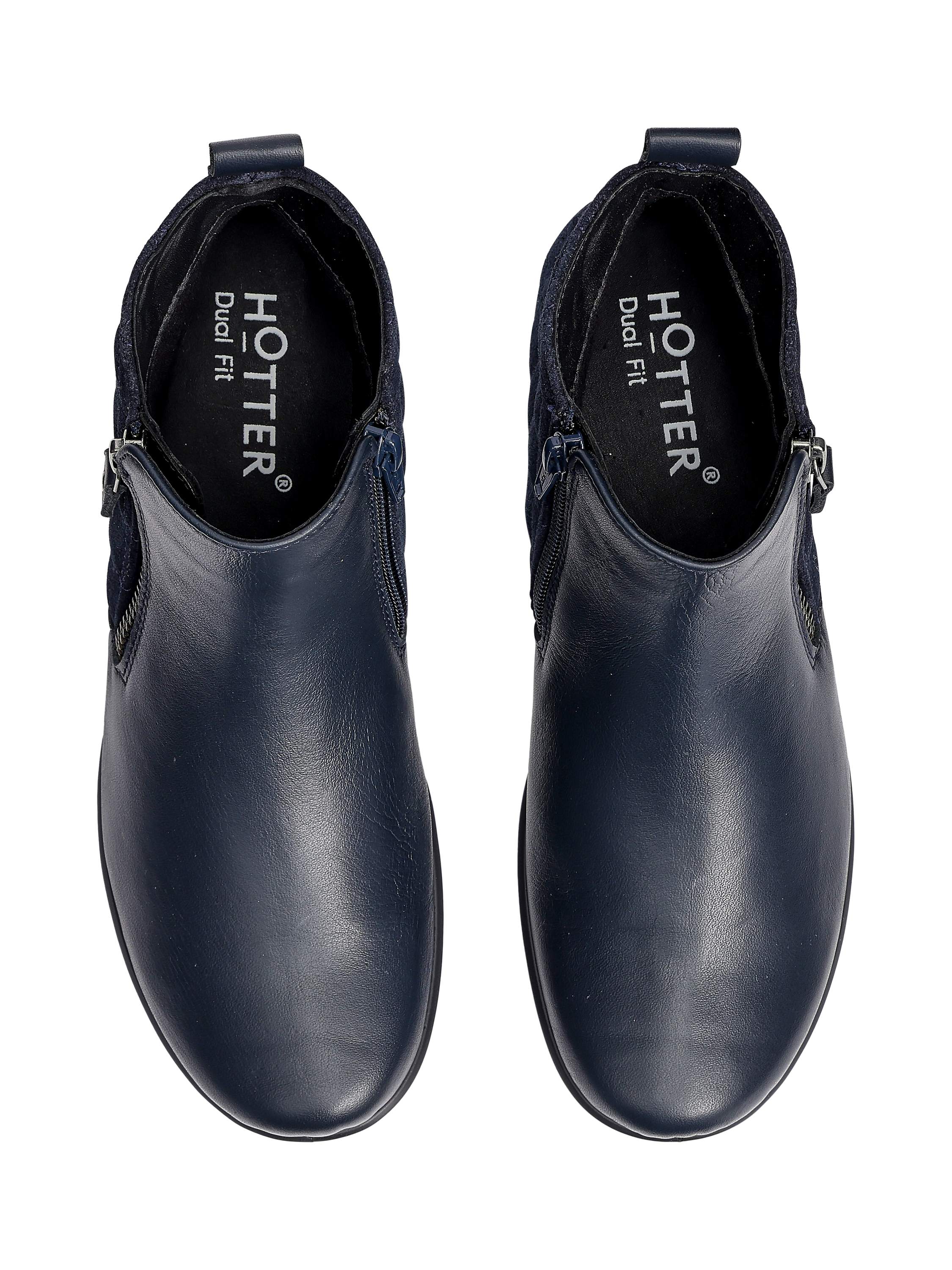 Product image 3 of 4, which shows Hotter Winchester Equestrian-Inspired Quilted Ankle Boots, Navy, 3S