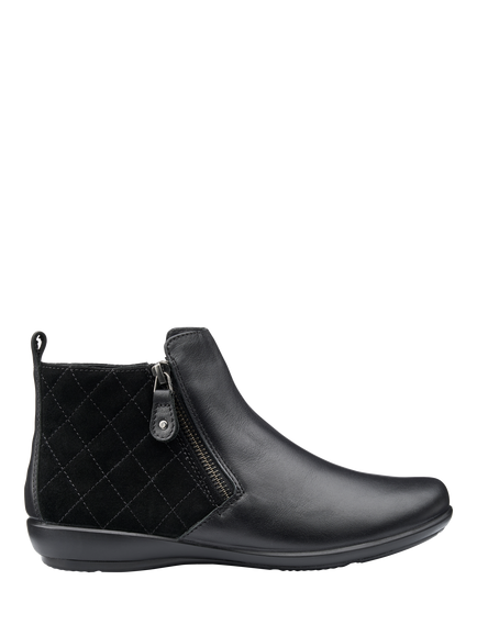 Hotter Winchester Wide Equestrian Inspired Quilted Boots, Black