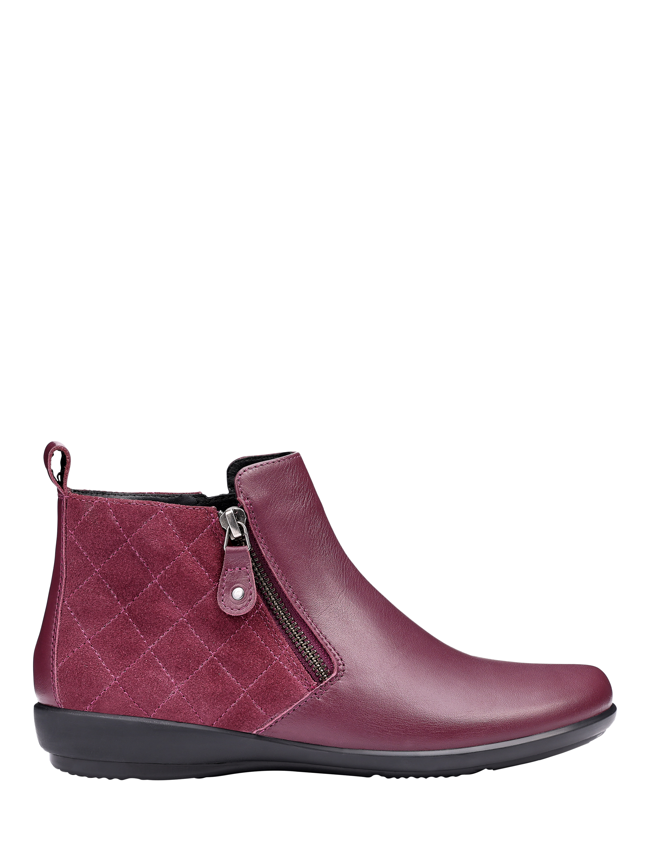 Product image 1 of 4, which shows Hotter Winchester Wide Equestrian Inspired Quilted Boots, Dark Cherry, 3W