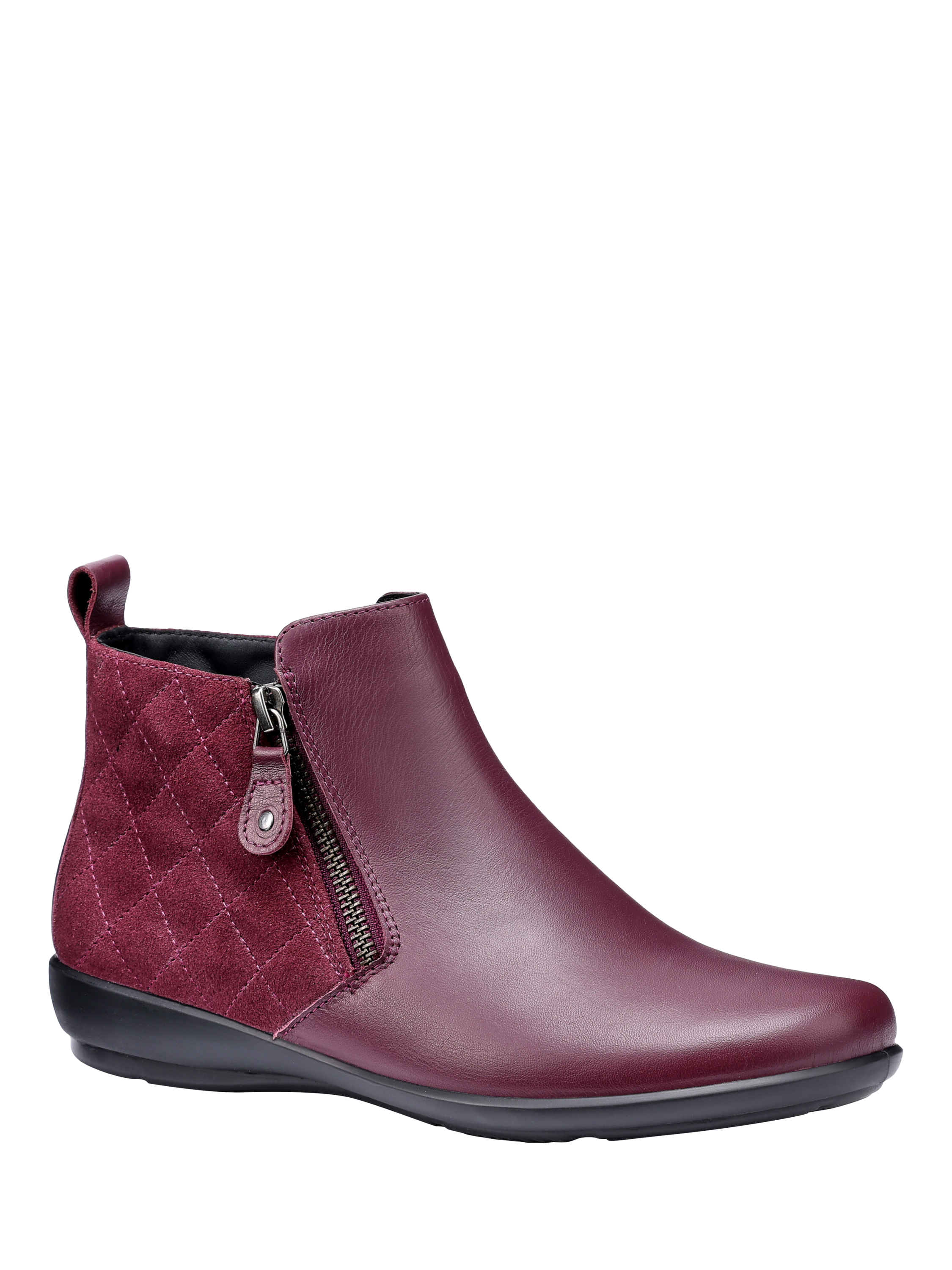 Product image 2 of 4, which shows Hotter Winchester Wide Equestrian Inspired Quilted Boots, Dark Cherry, 3W