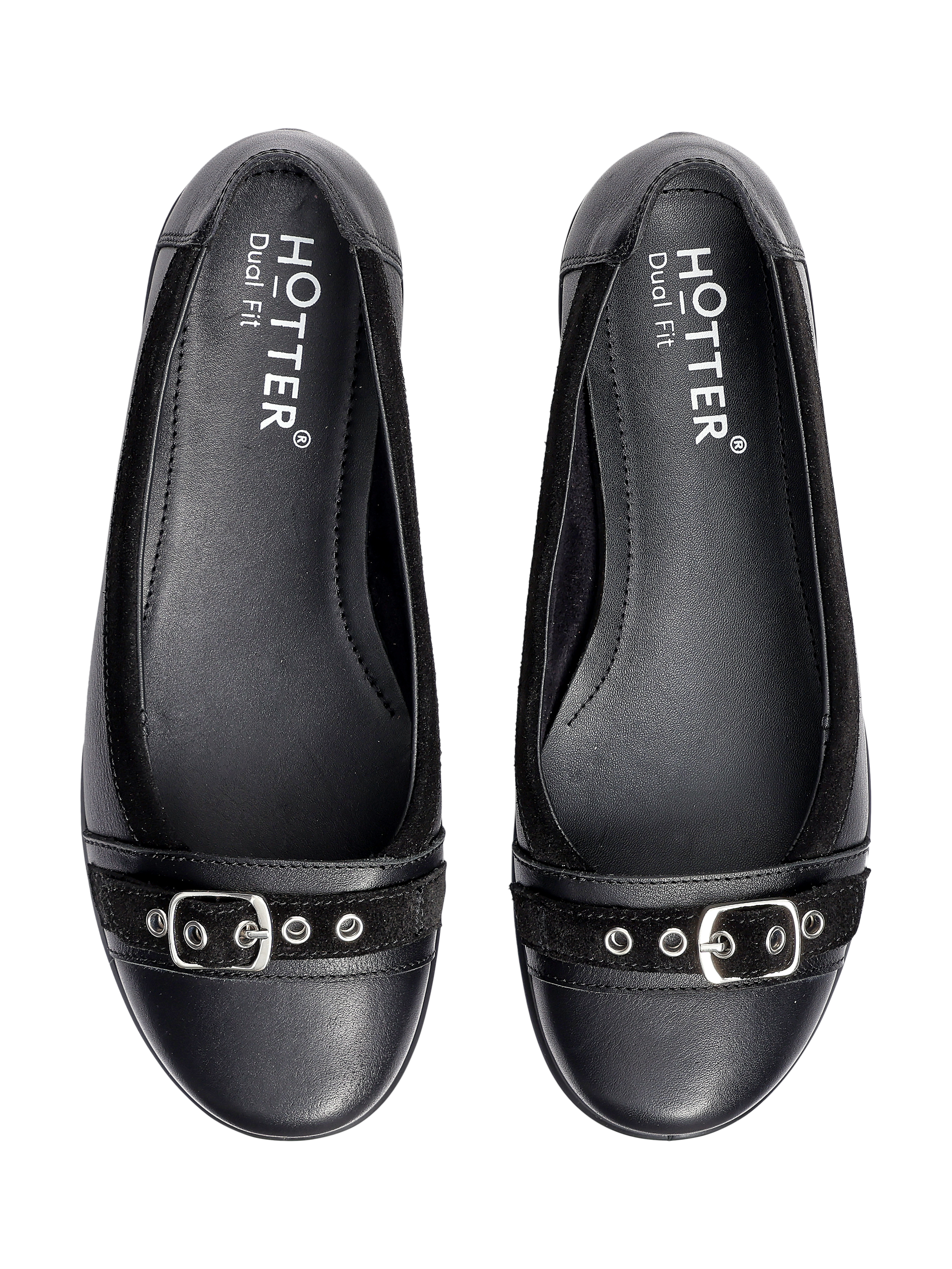 Product image 3 of 4, which shows Hotter Sparrow Leather Loafers, Black, 3S