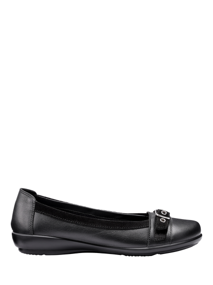 Hotter Sparrow Wide Fit Leather Loafers, Black, Black