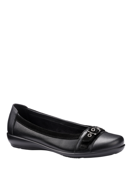 Hotter Sparrow Wide Fit Leather Loafers, Black - view 2, Black