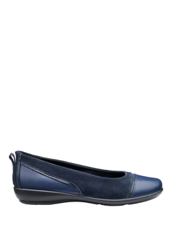 Hotter Wren Dressy Leather Insole Ballet Pumps, Navy