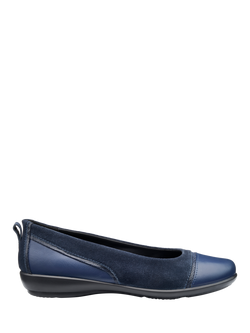 Hotter Wren Wide Fit Dressy Leather Insole Ballet Pumps, French Navy, French Navy