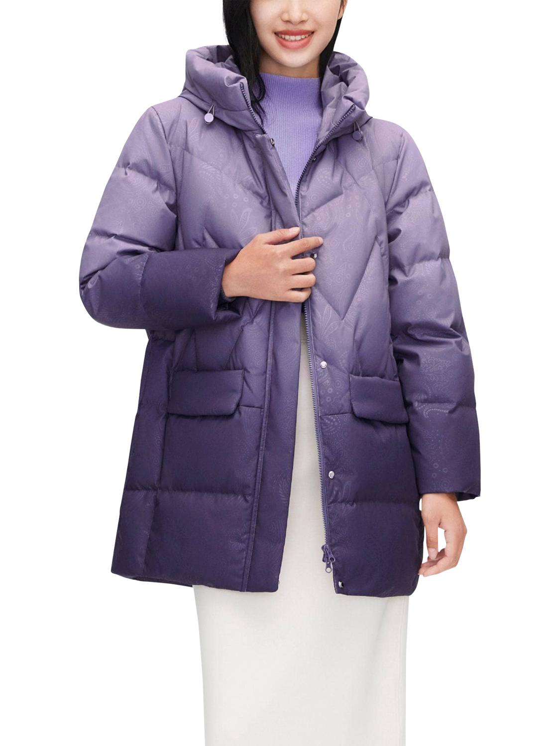 Product image 1 of 9, which shows Bosideng Classic Casual Duck Down Parka, Purple Gradient, 4
