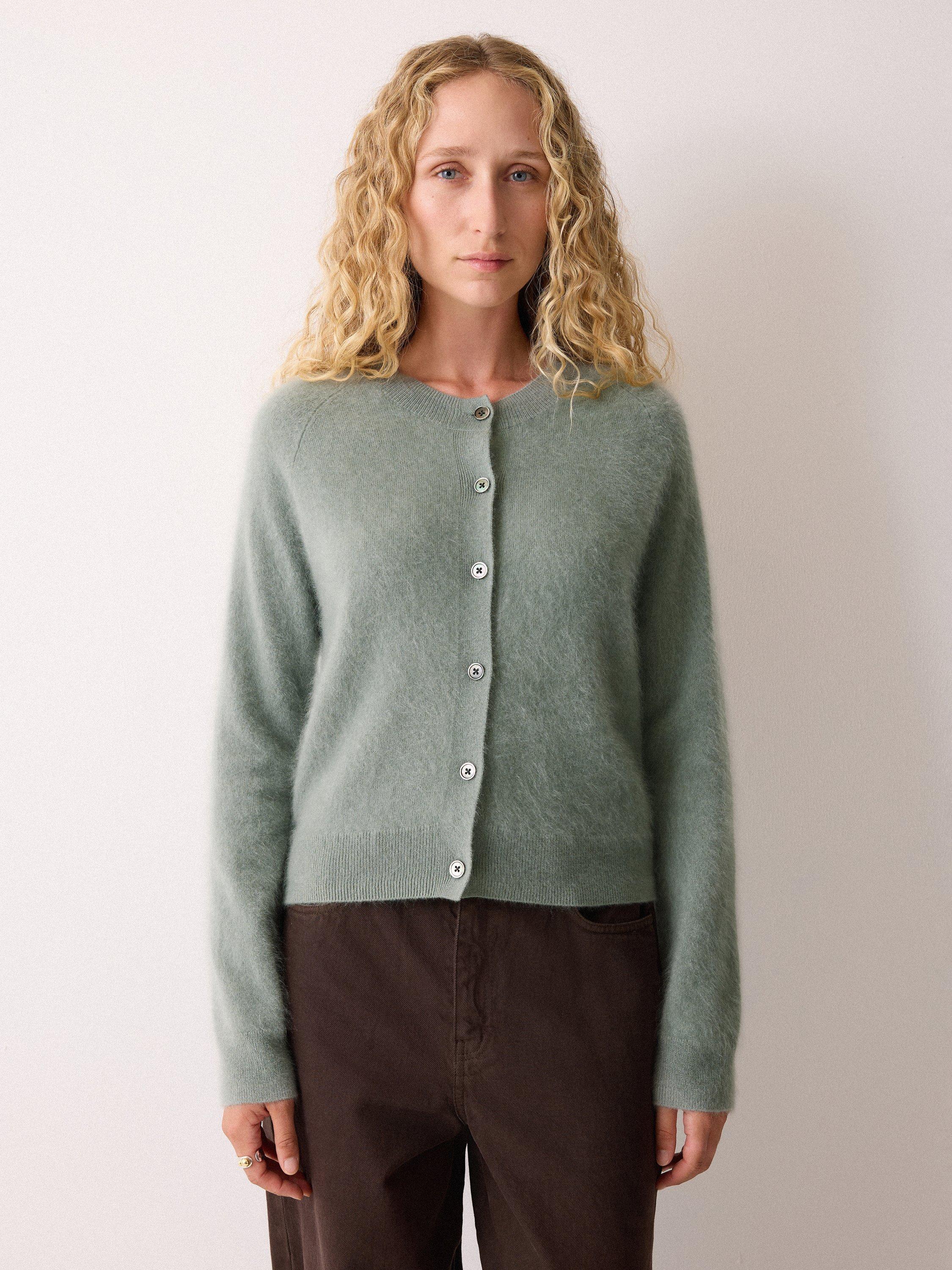 Product image 1 of 5, which shows Jigsaw Halo Cashmere Cardigan, Green, S