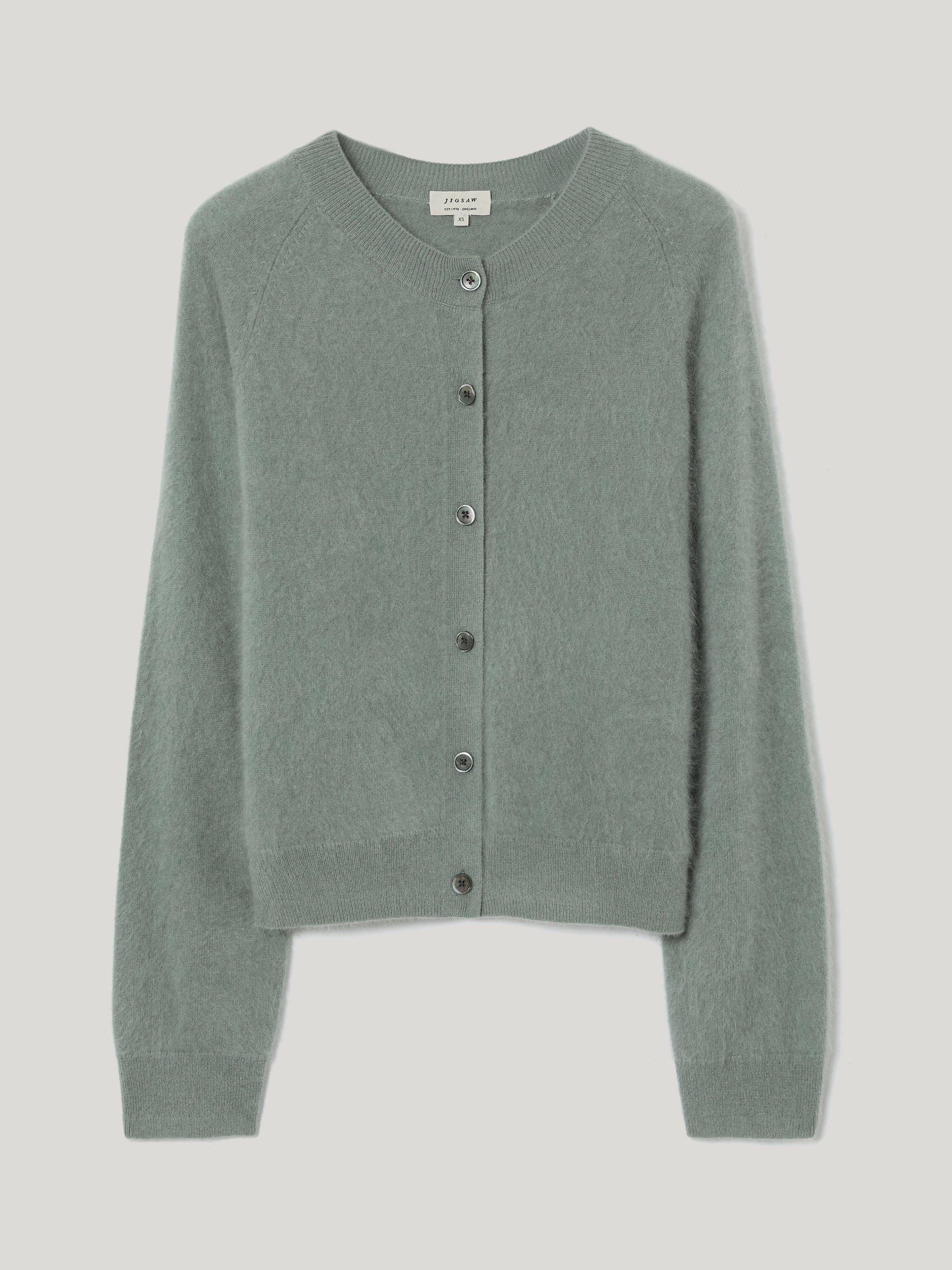 Product image 5 of 5, which shows Jigsaw Halo Cashmere Cardigan, Green, S