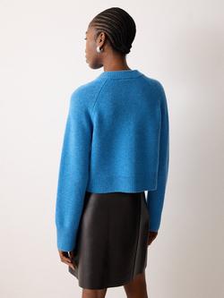 Jigsaw Wool Cropped Raglan Cardigan - view 2, Blue