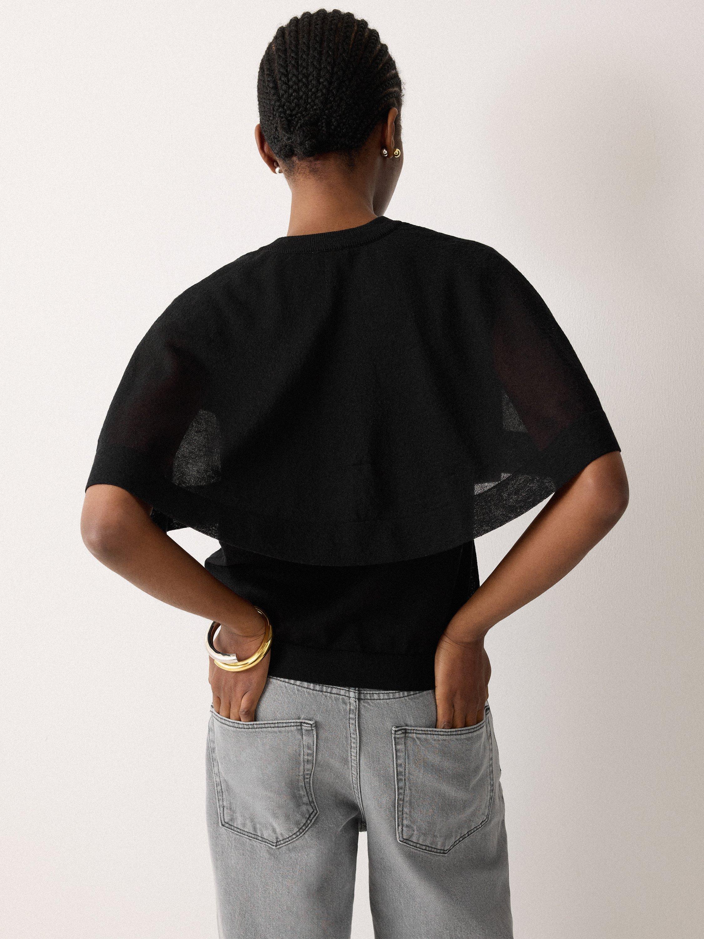 Product image 2 of 5, which shows Jigsaw Sheer Cape Cardigan Top, Black, L