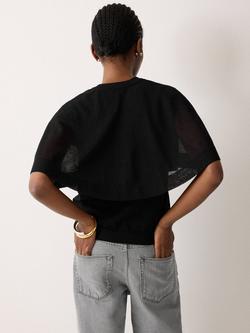 Jigsaw Sheer Cape Cardigan Top, Black - view 2, Black