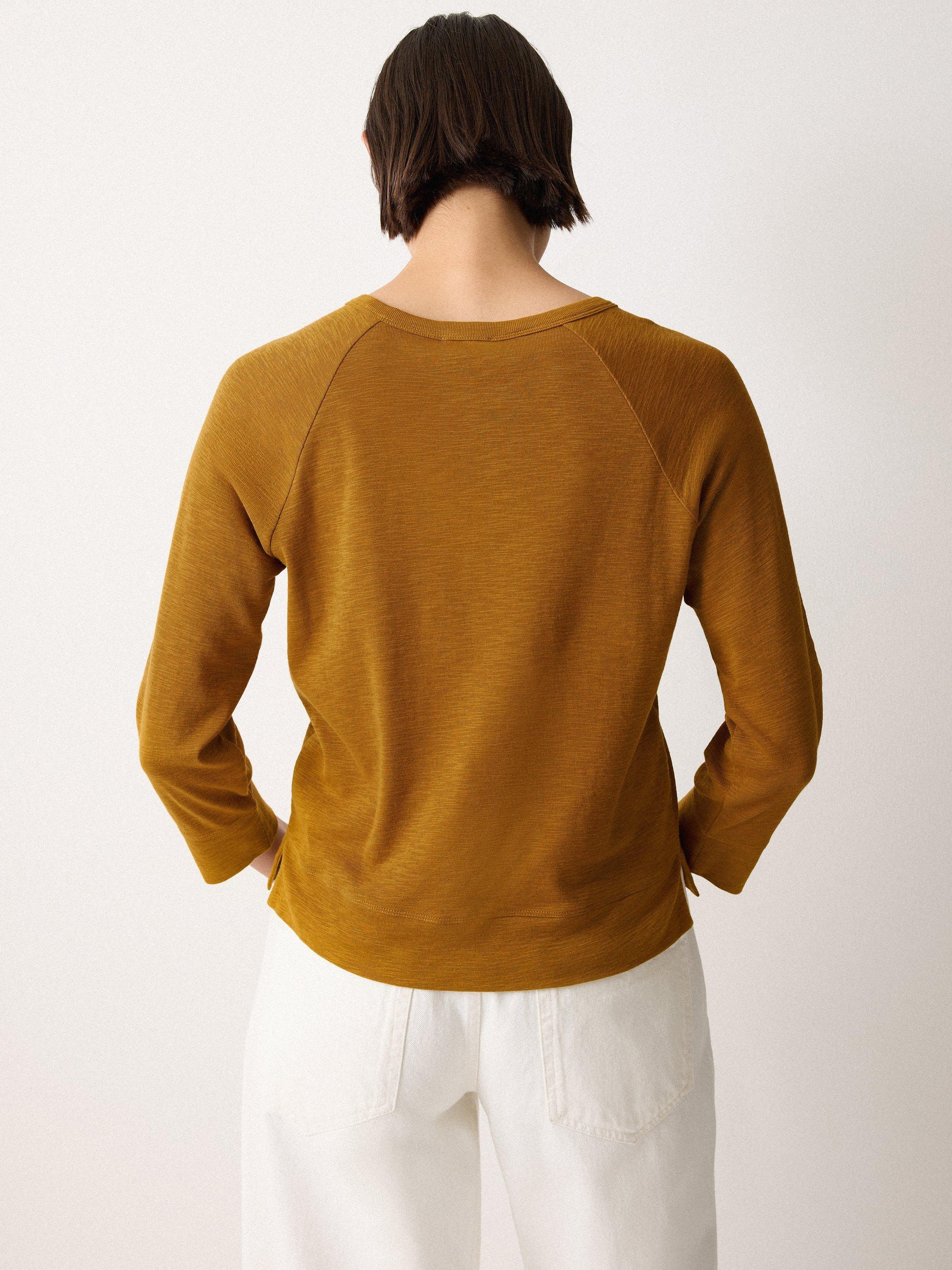 Product image 2 of 5, which shows Jigsaw Luxe Raglan Sleeve T-Shirt, Brown, XS