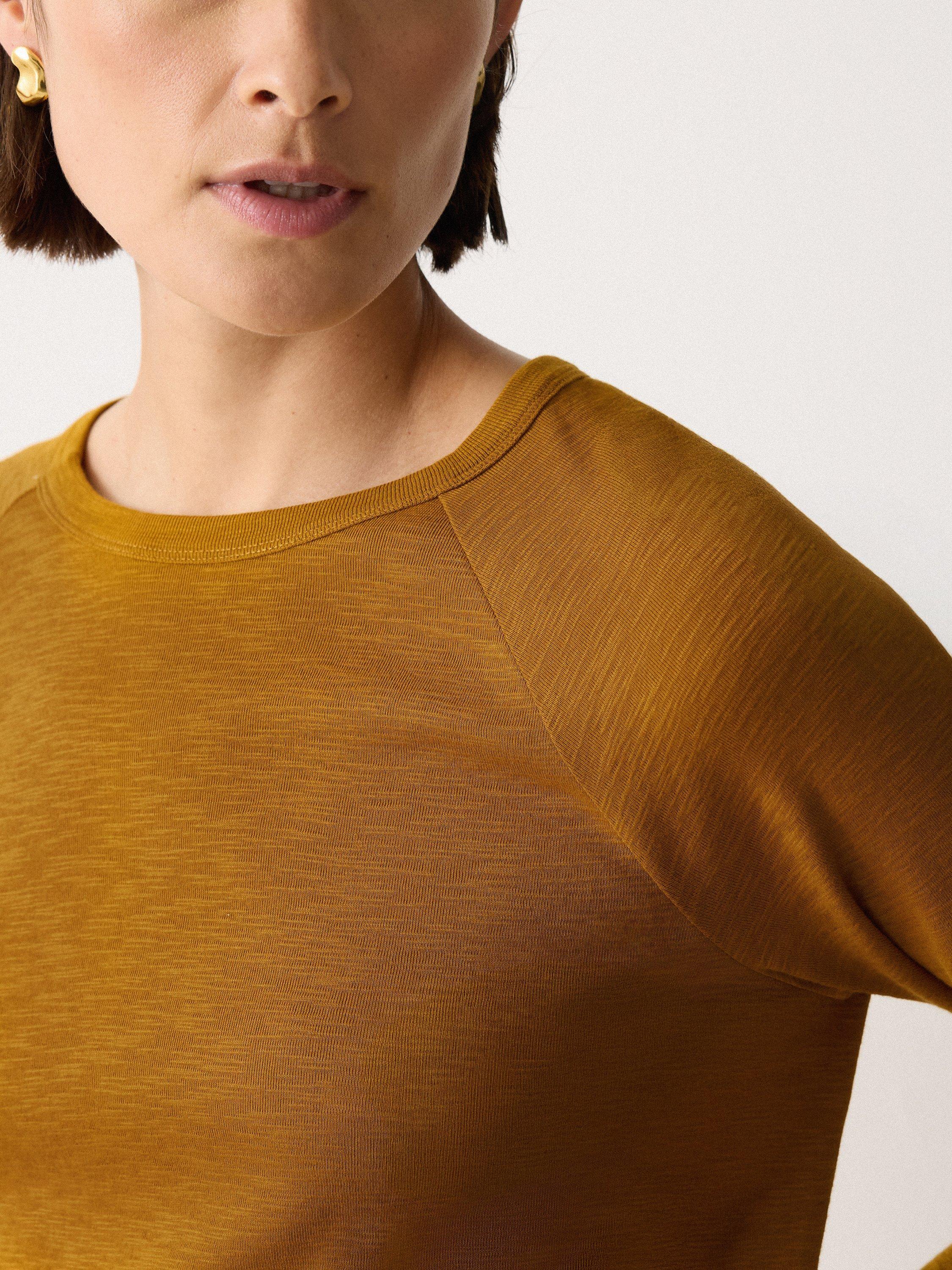 Product image 3 of 5, which shows Jigsaw Luxe Raglan Sleeve T-Shirt, Brown, XS